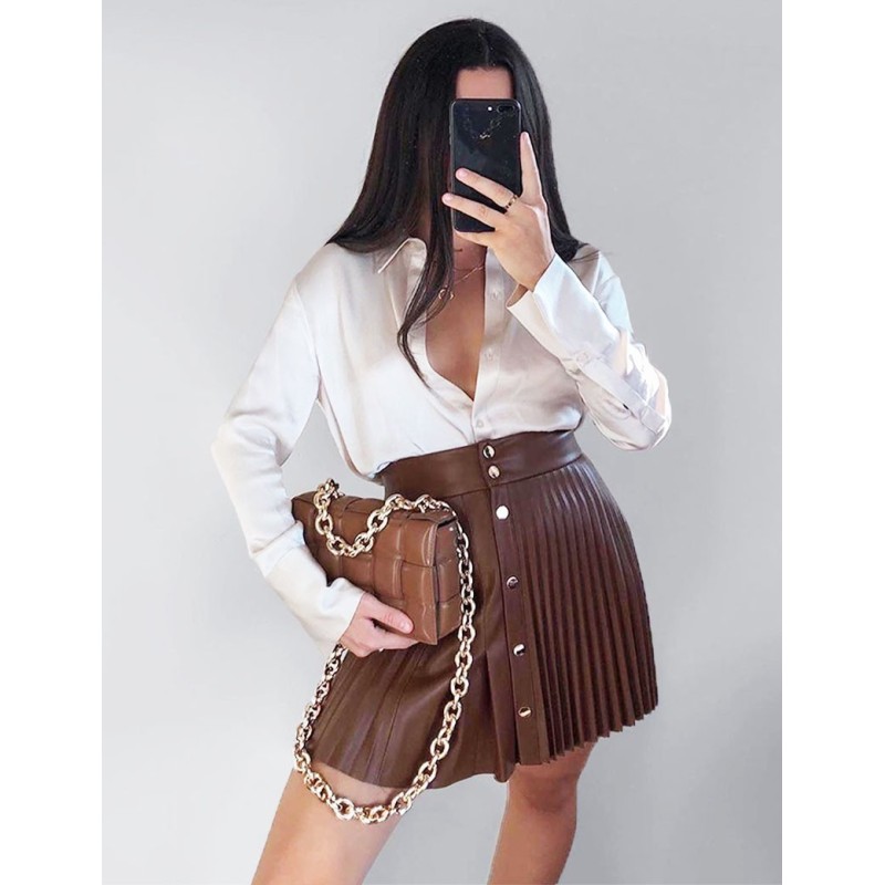 jupe plissee simili cuir